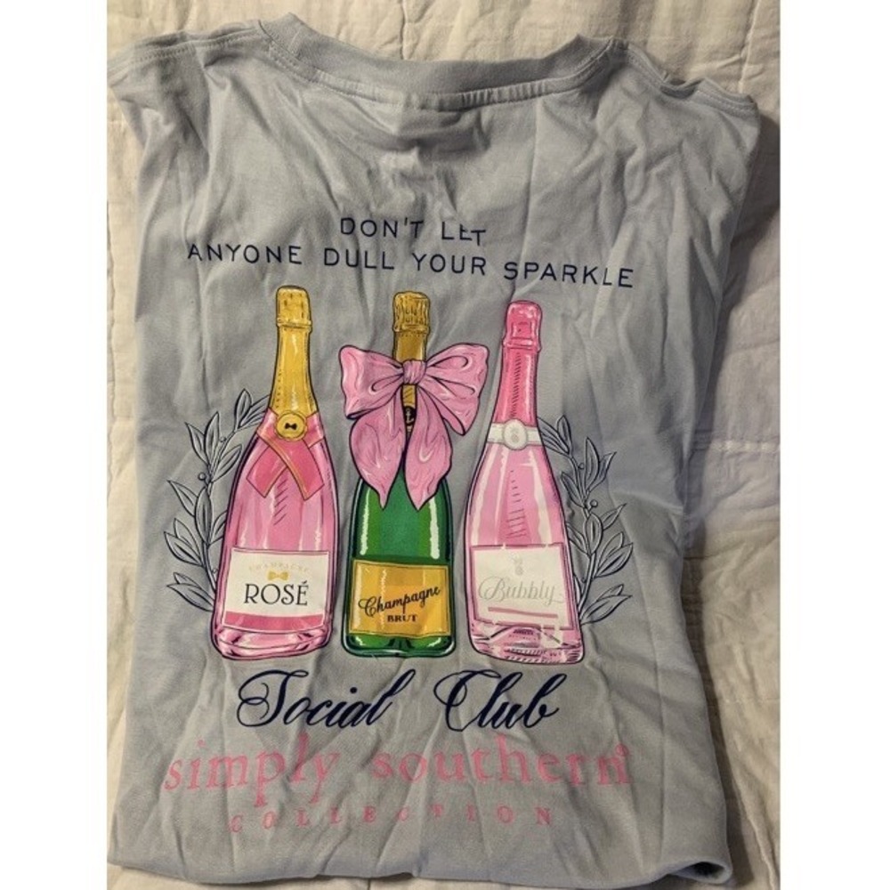 Simply Southern Womens Champagne Social Club Graphic T-Shirt NWT Size XXL